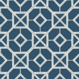 Livia Dark Blue Trellis Wallpaper