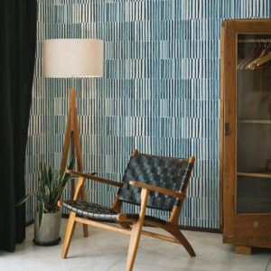 Sabah Teal Stripe Wallpaper