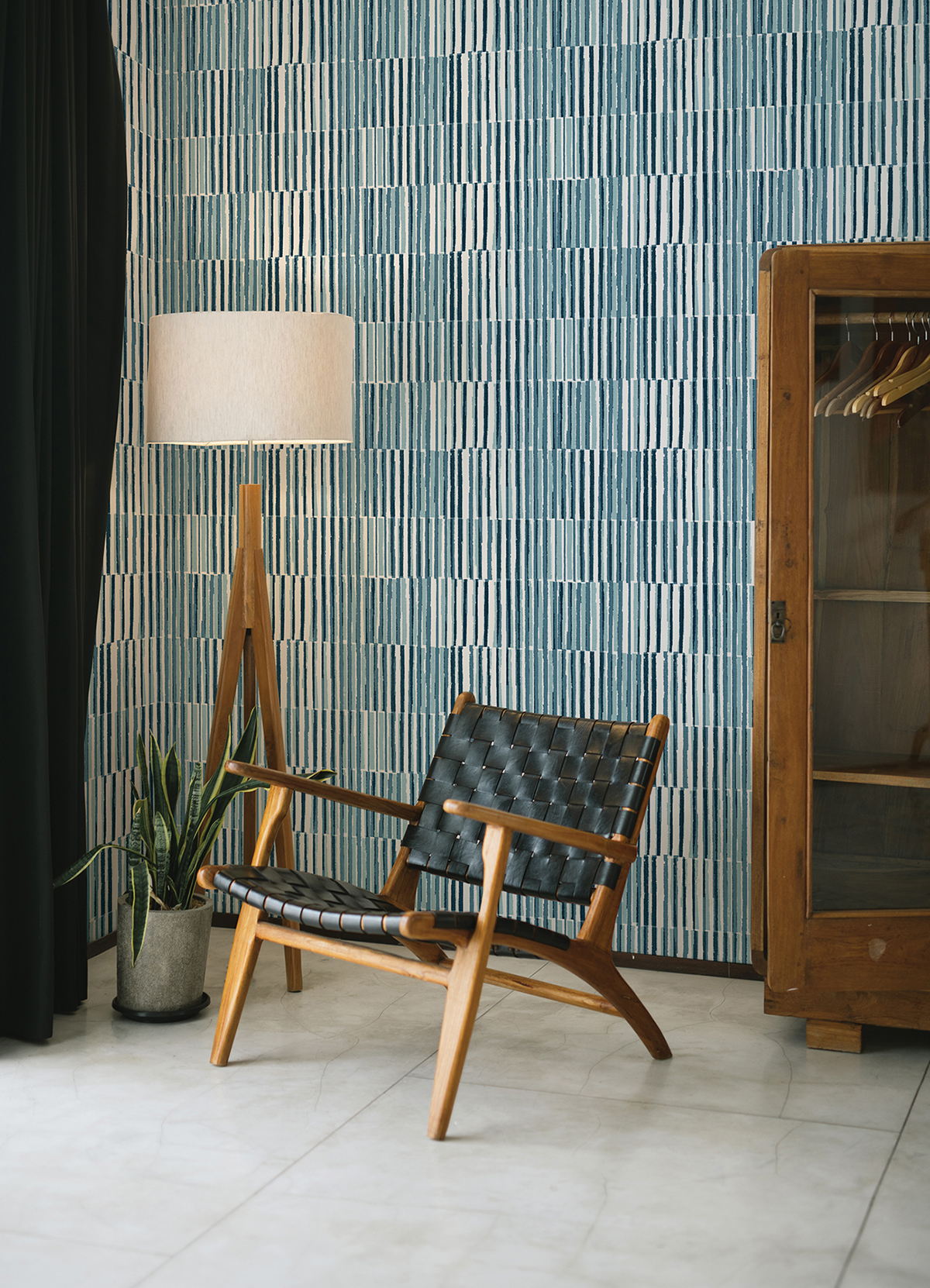 Sabah Teal Stripe Wallpaper - Image 3
