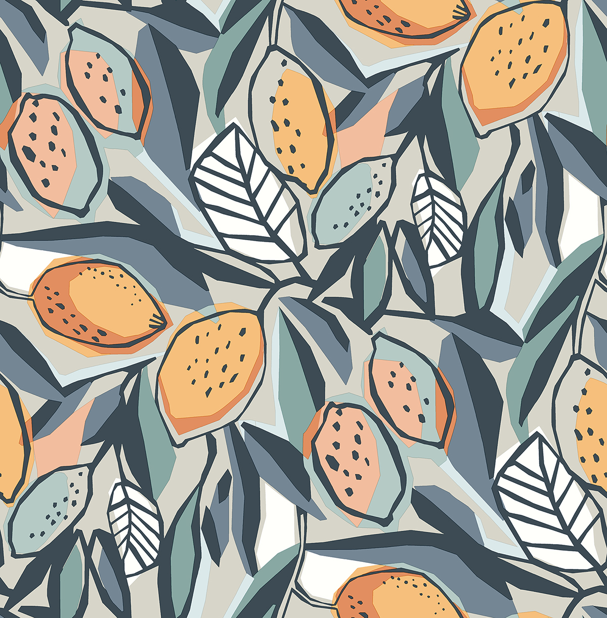Meyer Teal Citrus Wallpaper