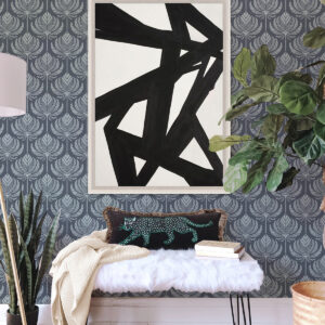 Palmier Navy Lotus Fan Wallpaper