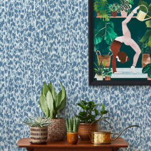 Flavia Blue Animal Print Wallpaper