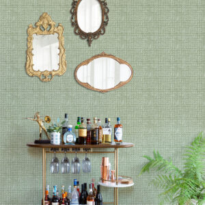 Zia Green Basketweave Wallpaper