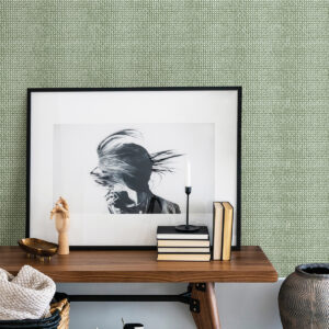 Zia Green Basketweave Wallpaper