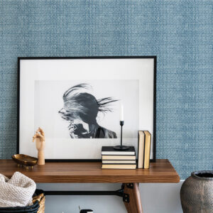 Zia Blue Basketweave Wallpaper