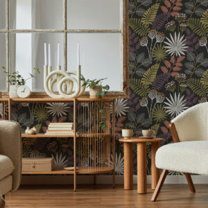 Praslin Black Botanical Wallpaper