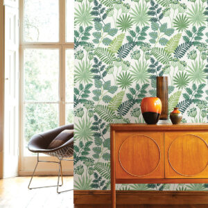 Praslin Green Botanical Wallpaper