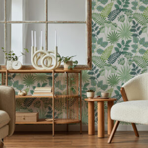 Praslin Green Botanical Wallpaper