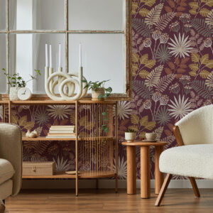 Praslin Merlot Botanical Wallpaper