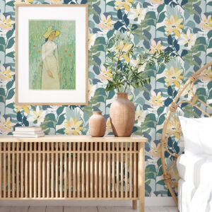 Koko Turquoise Floral Wallpaper