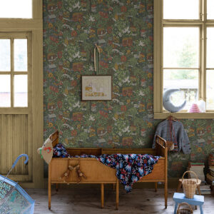 Bygga Bo Green Woodland Village Wallpaper