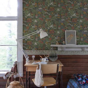 Bygga Bo Green Woodland Village Wallpaper