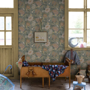 V√§xa Slate Rabbits & Rosehips Wallpaper