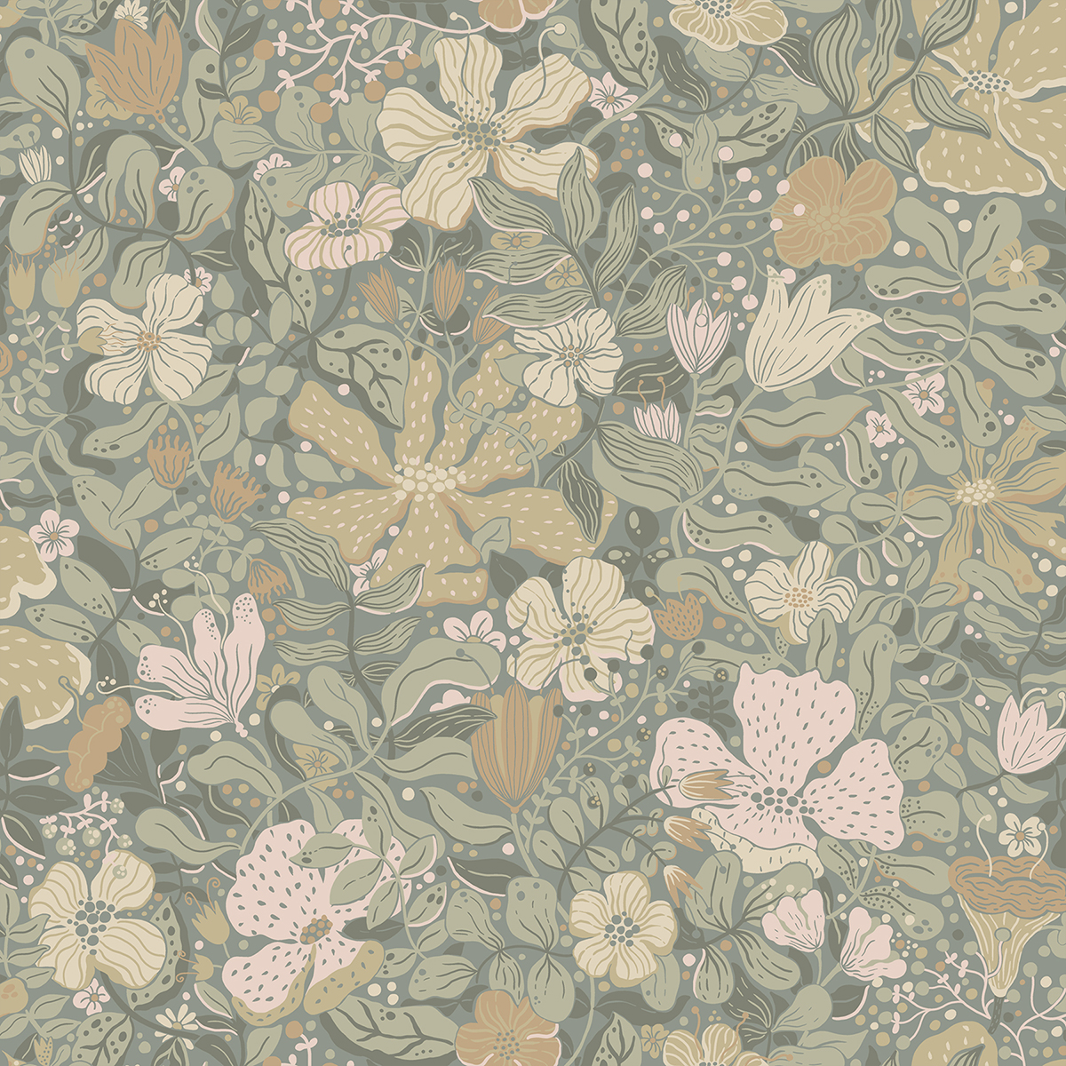0064895 midsommar grey floral medley wallpaper