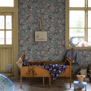Midsommar Dark Blue Floral Medley Wallpaper