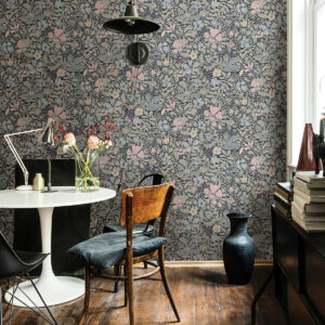 Midsommar Dark Blue Floral Medley Wallpaper