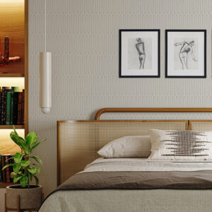 Lars Light Grey Retro Wave Wallpaper