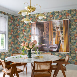 Karina Teal Wildflower Garden Wallpaper