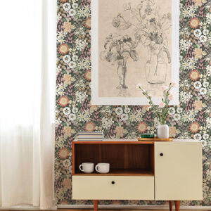 Karina Raspberry Wildflower Garden Wallpaper