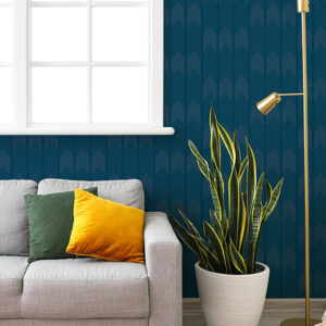 Nyle Dark Blue Chevron Stripes Wallpaper