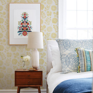 Inge Yellow Floral Block Print Wallpaper