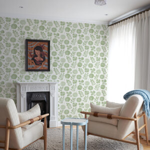 Inge Moss Floral Block Print Wallpaper