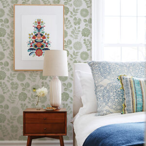 Inge Moss Floral Block Print Wallpaper