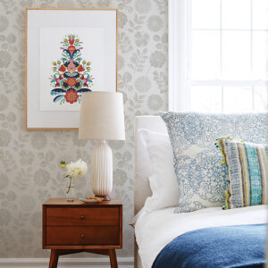 Inge Light Grey Floral Block Print Wallpaper