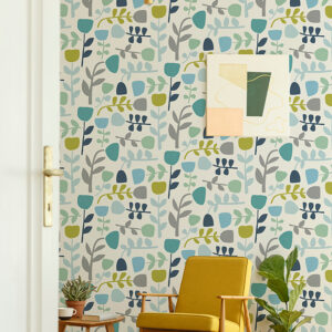 Juni Teal Abstract Tulips Wallpaper