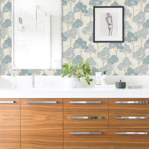 Lykke Blue Textured Tree Wallpaper