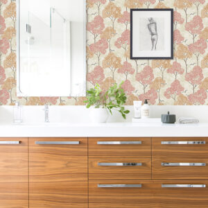 Lykke Coral Textured Tree Wallpaper