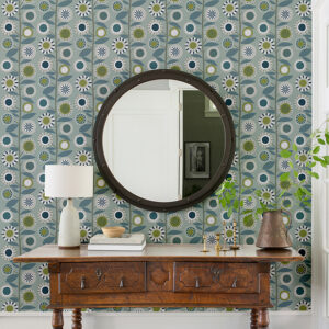 Sisu Light Blue Floral Geometric Wallpaper