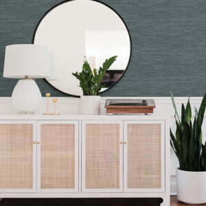 Malin Dark Blue Faux Grasscloth Wallpaper