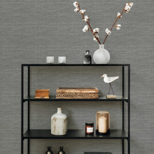 Malin Grey Faux Grasscloth Wallpaper