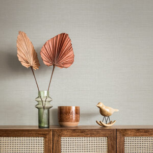 Agave Grey Faux Grasscloth Wallpaper