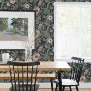 Anemone Navy Floral Wallpaper