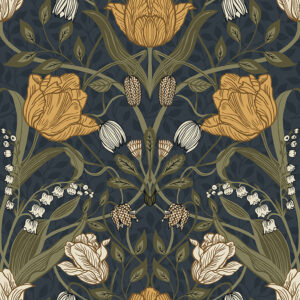 Filippa Navy Tulip Wallpaper