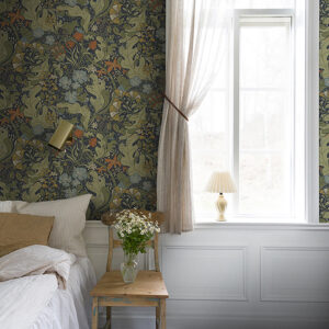 Elise Indigo Nouveau Gardens Wallpaper