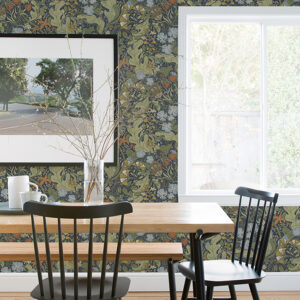 Elise Indigo Nouveau Gardens Wallpaper