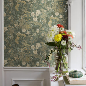Elise Sea Green Nouveau Gardens Wallpaper
