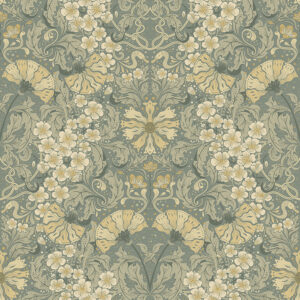 Ojvind Sea Green Floral Ogee Wallpaper