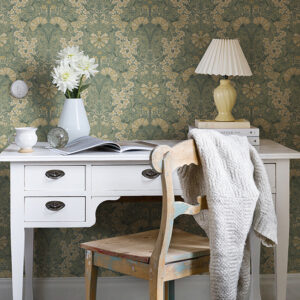 Ojvind Sea Green Floral Ogee Wallpaper