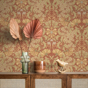 Ojvind Rust Floral Ogee Wallpaper