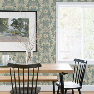 Ojvind Light Blue Floral Ogee Wallpaper