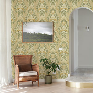 Ojvind Gold Floral Ogee Wallpaper