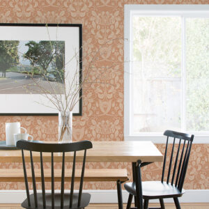 Berit Coral Floral Crest Wallpaper