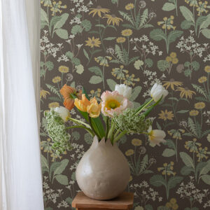 Magdalena Charcoal Dandelion Wallpaper