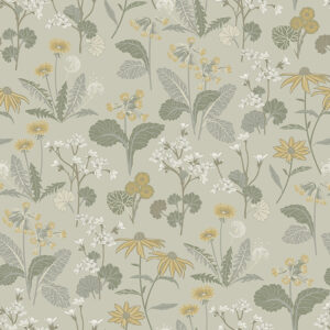 Magdalena Light Green Dandelion Wallpaper