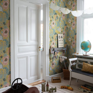 Anemone Mustard Floral Wallpaper