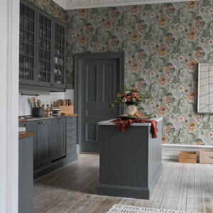 Anemone Grey Floral Wallpaper